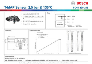 T-MAP Sensor, 2.5 bar & 130 degC