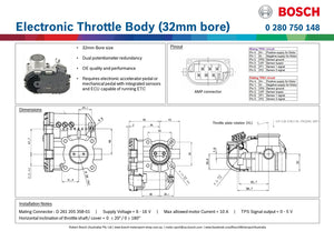 Bosch Motorsports Electronic Throttle Body - 32mm Bore