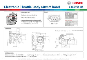 Bosch Motorsports Electronic Throttle Body - 40mm Bore