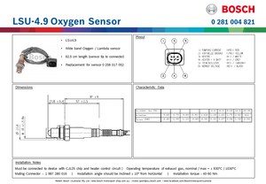 Bosch LSU-4.9 Oxygen Sensor - 62.5cm length
