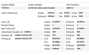 Kelford Camshaft Set - 4A-GE 16V