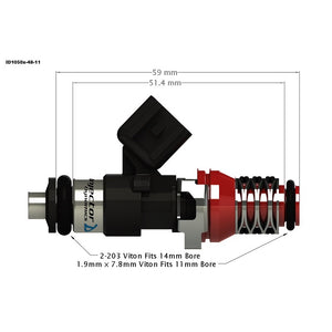 Injector Dynamics ID1050-XDS Injectors - Singular - 48mm Length (11mm top)