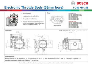 Bosch Motorsports Electronic Throttle Body - 68mm Bore