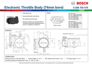 Bosch Motorsports Electronic Throttle Body - 74mm Bore