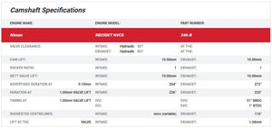 Kelford Camshaft Set - RB25 VCT
