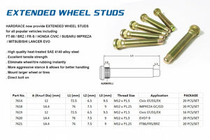 Hardrace Extended Wheelstud - Subaru Imperza WRX/STI GD, GG, GC, GF, GM