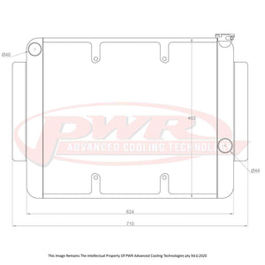 PWR 55mm Crossflow Radiator - Holden HG-HK Chev V8 68-72