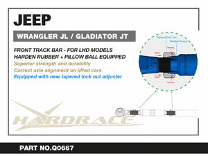 Hardrace Front Adjustable Track Bar Lift 0-4" V2 - Jeep Gladiator JT, Wrangler JL