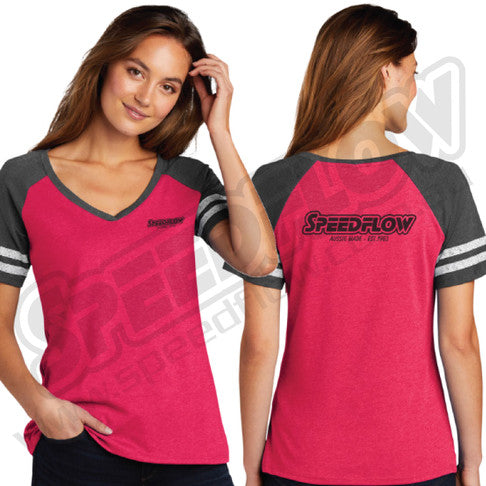 Speedflow Ladies Race Tee Pink/Charcoal - 2Xl