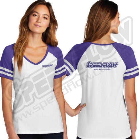 Speedflow Ladies Race Tee White/Purple - X-Large