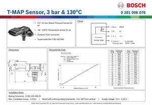 Bosch TMAP Sensor, 3 bar & 130°c