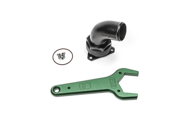 Radium FCST-X 3-Bolt, Remote Mount Fill Neck, 24AN Elbow, 1.5in Barb