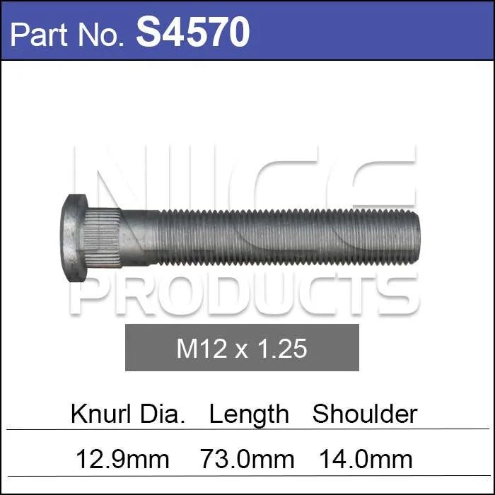 ‘Nice' Extended Wheel Stud, M12x1.25mm (13mm Knurl)