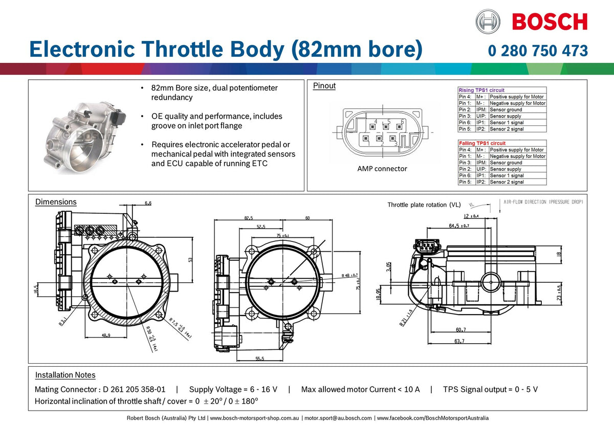 Bosch Motorsports Electronic Throttle Body - 82mm Bore