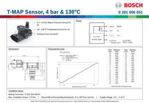 Bosch TMAP Sensor, 4 bar & 130°c