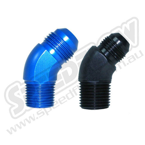 Speedflow -06AN 45° 'Male NPT Adapter' - 1/4"NPT - Black