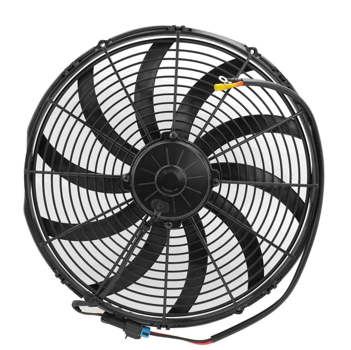 PWR 16" Fan Skew Blade Pull 12V Extreme Performance - 2460CFM - 93mm Deep - Includes Gasket & Wiring Loom