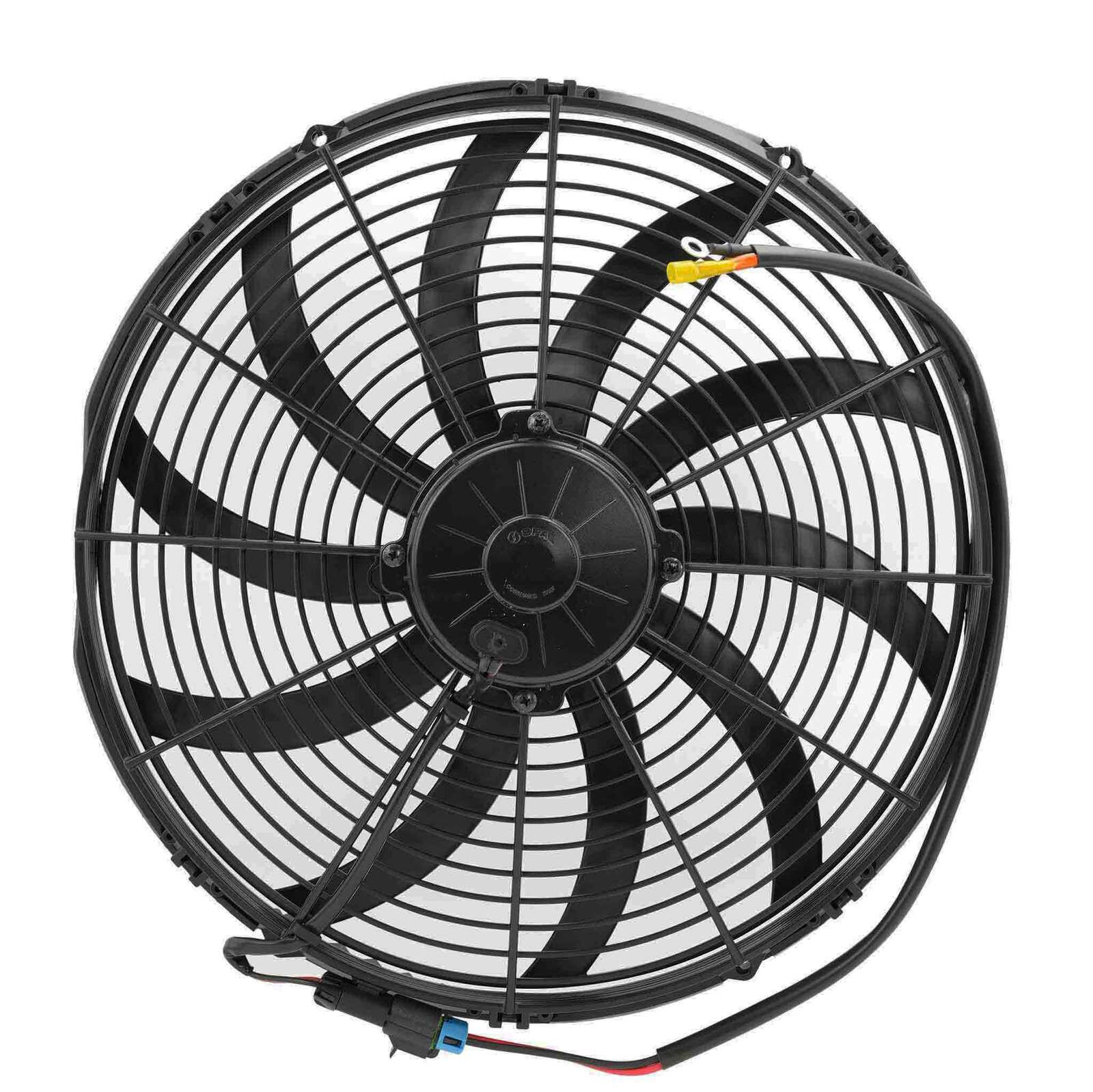 PWR 16" Fan Skew Blade Pull 12V Extreme Performance - 2460CFM - 93mm Deep - Includes Gasket & Wiring Loom