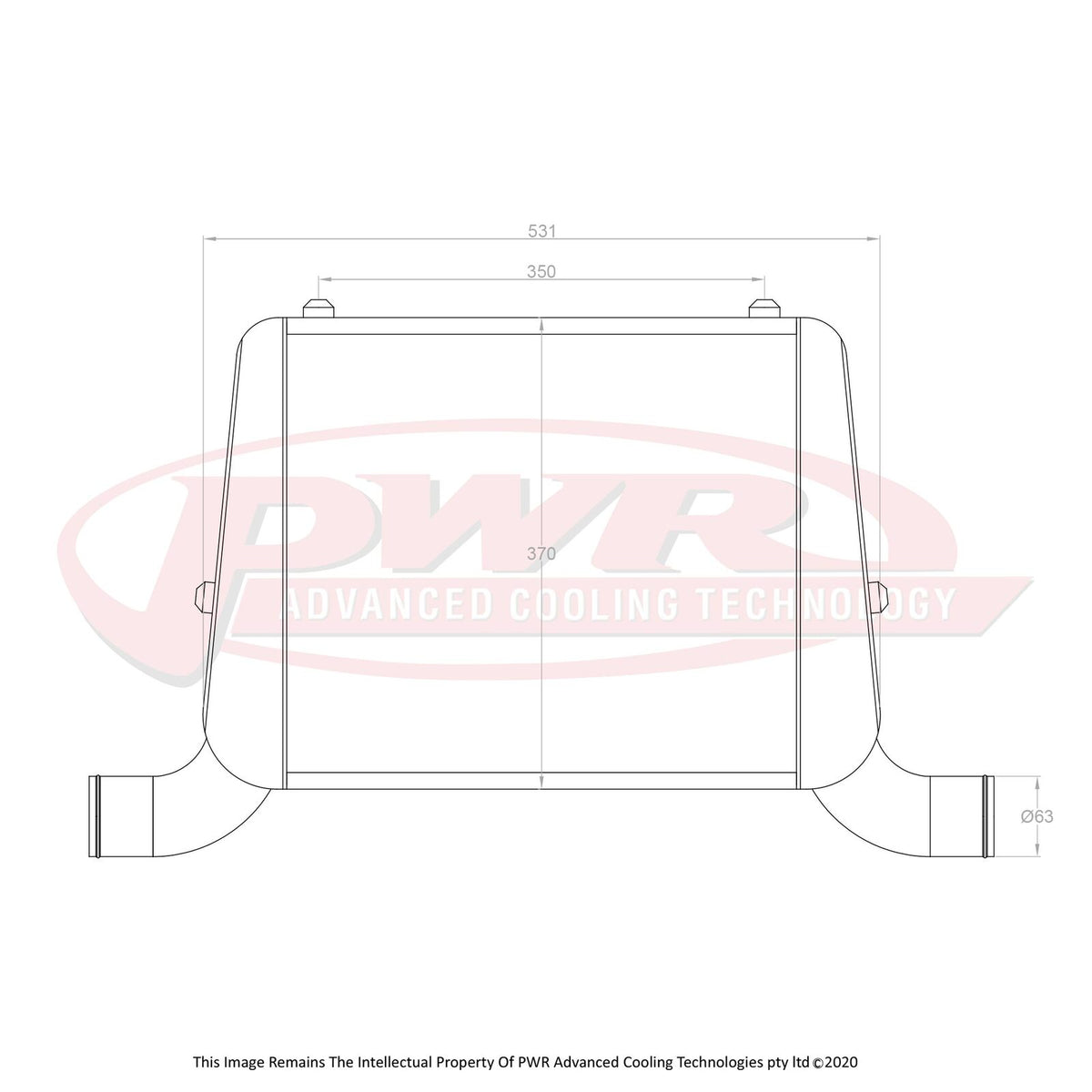 PWR 2.5" Outlets 55mm Intercooler - Mazda R100 10A/12AT/13BT Rotary 67-71
