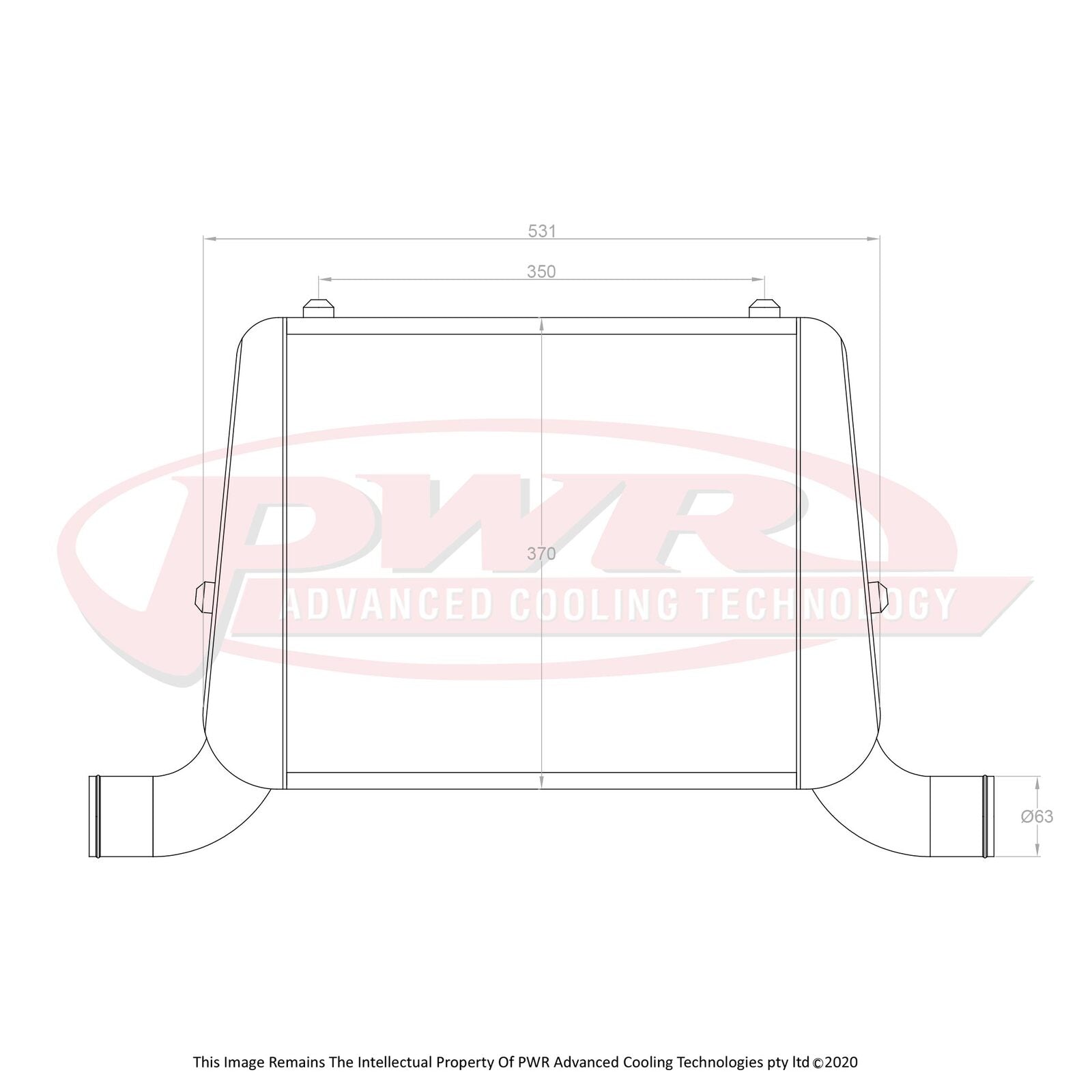 PWR 2.5" Outlets 55mm Intercooler - Mazda R100 10A/12AT/13BT Rotary 67-71