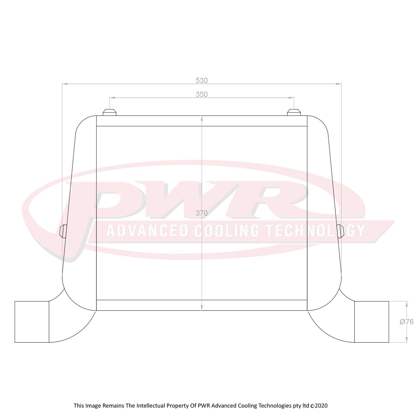PWR 3" Outlets 55mm Intercooler - Mazda R100 10A/12AT/13BT Rotary 67-71
