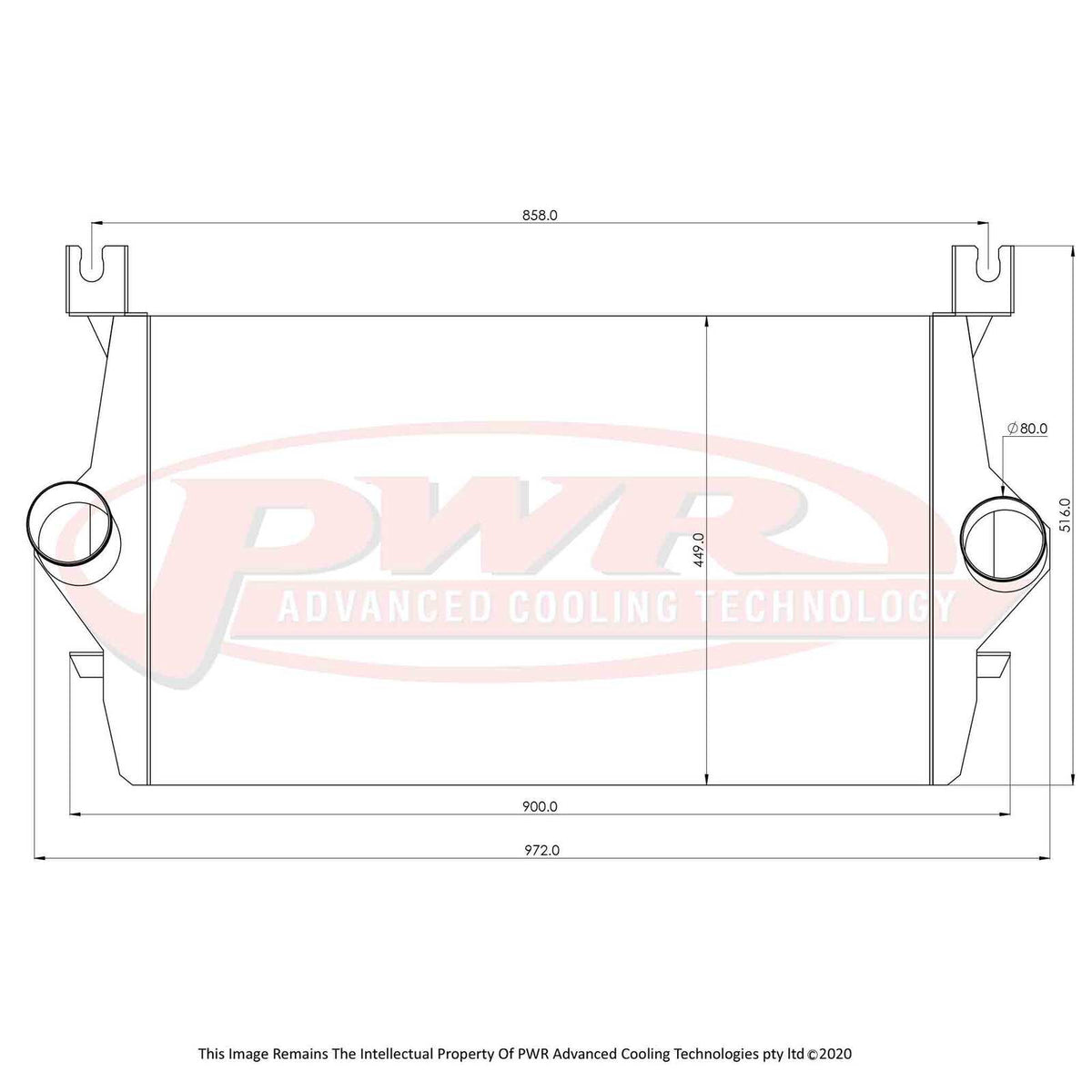 PWR 55mm Intercooler - Ford F250 6.0L Ford Powerstroke 03-07