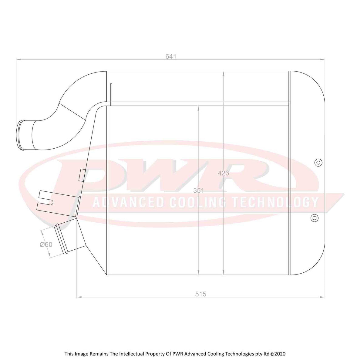 PWR 1/4 BSP 55mm Intercooler - Ford Falcon BF F6 Typhoon 05-08