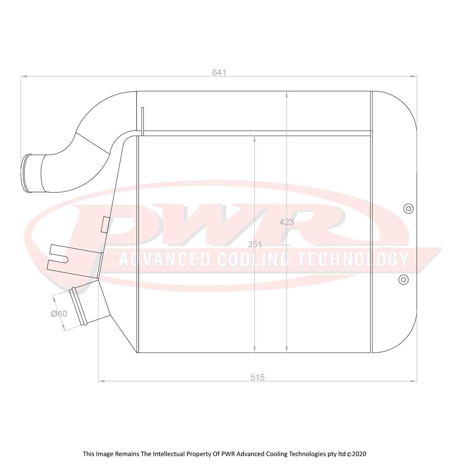 PWR 1/4 BSP 55mm Intercooler - Ford Falcon BF F6 Typhoon 05-08
