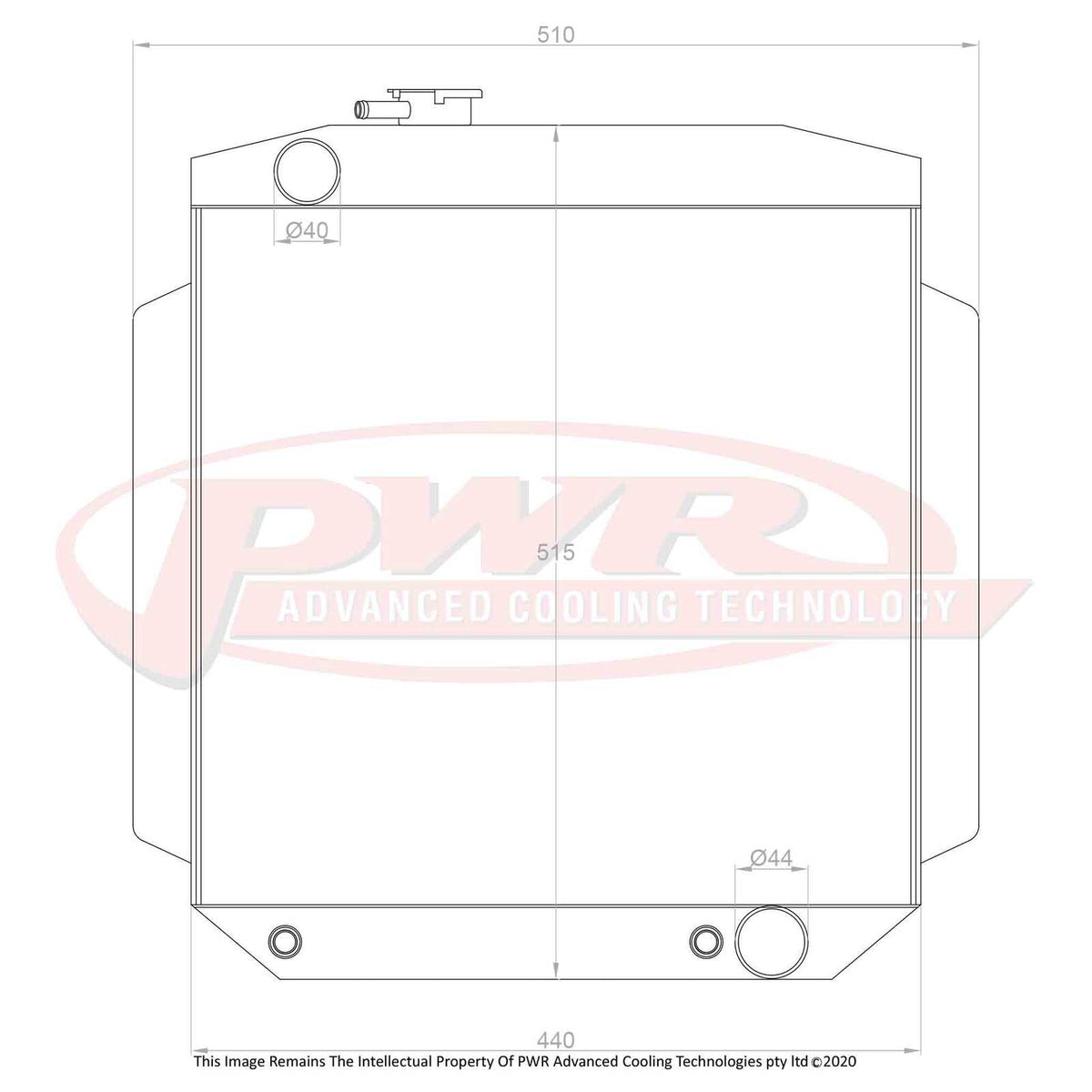 PWR 55mm Radiator w/ Opposed Outlets - Ford Mustang Cleveland V8 64-66