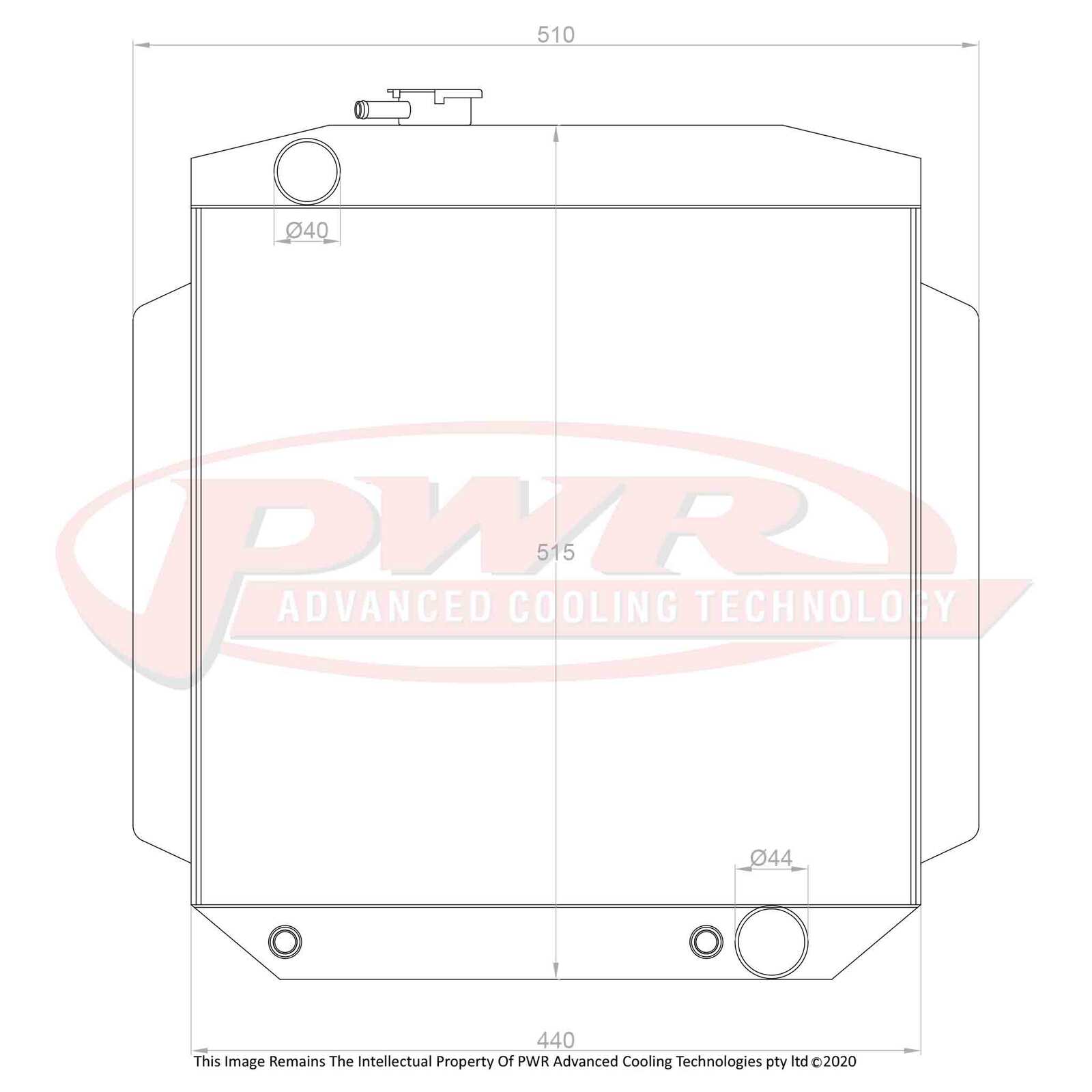 PWR 55mm Radiator w/ Opposed Outlets - Ford Mustang Cleveland V8 64-66