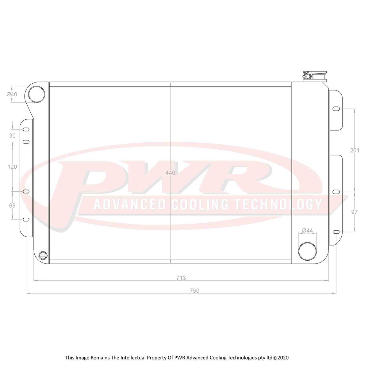 PWR 55mm Radiator - Chevrolet Camaro V8 67-69