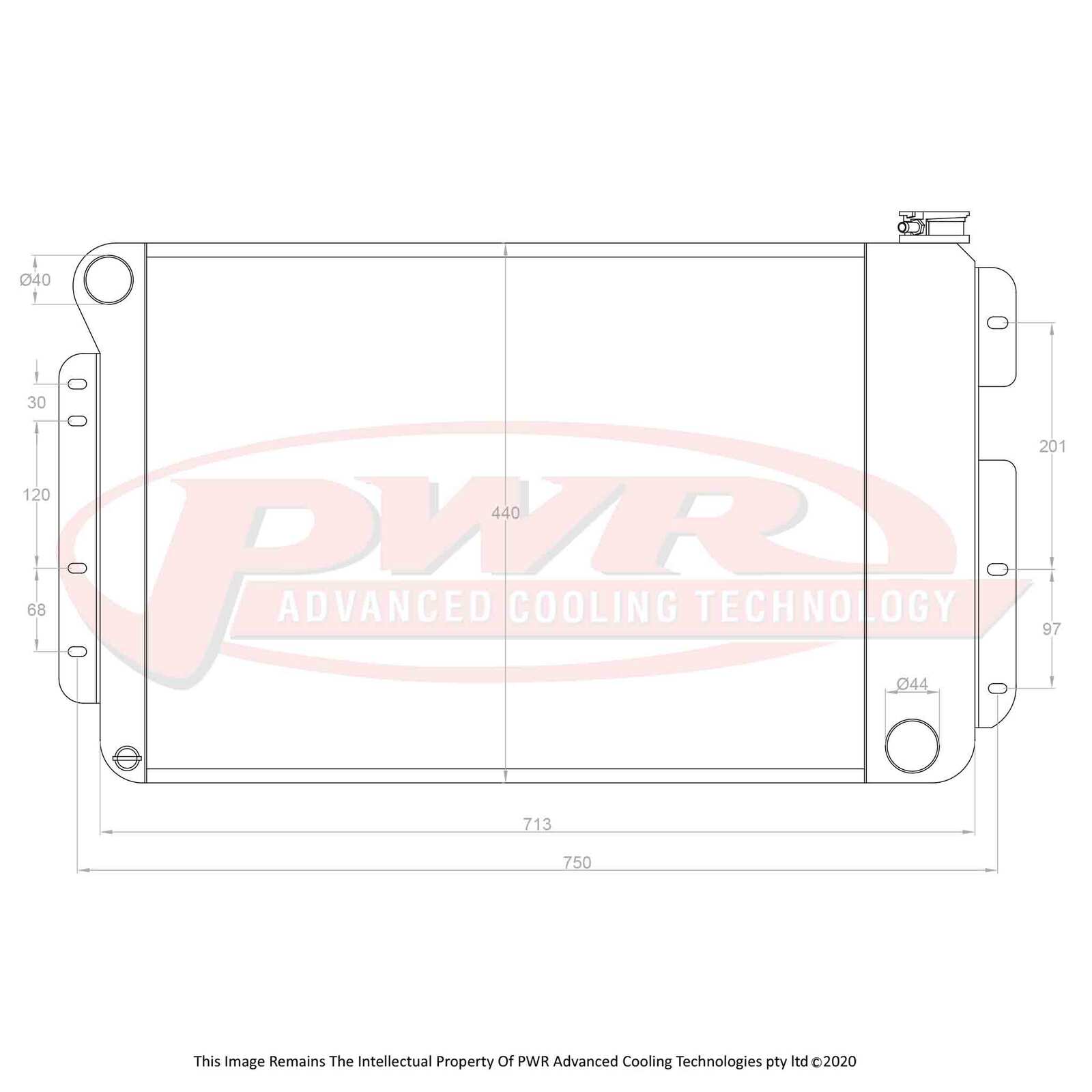 PWR 55mm Radiator - Chevrolet Camaro V8 67-69