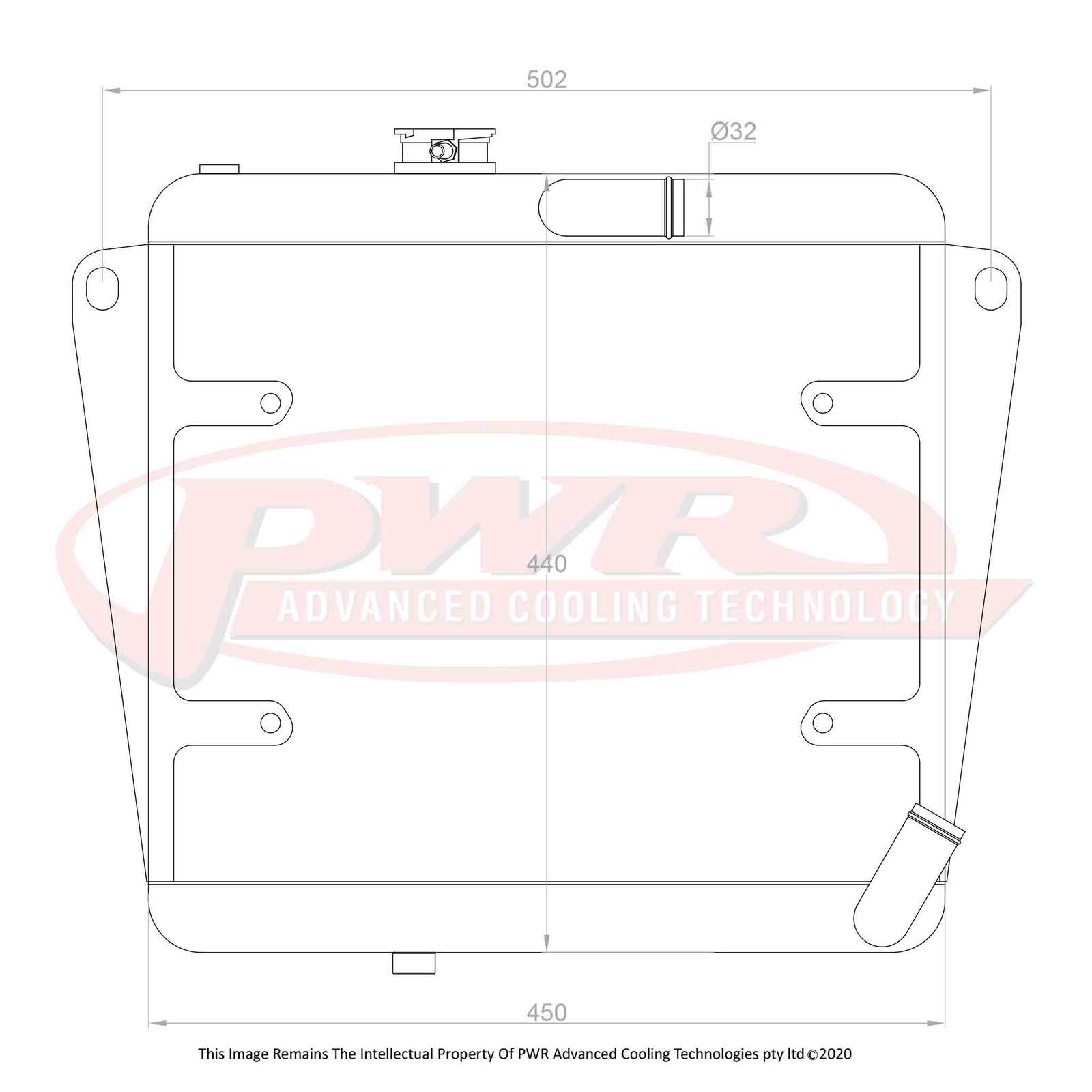 PWR 55mm Radiator - Alfa Romeo 1750 GTV 67-72/2000 GTV 70-77 w/ 13" SPAL Fan Mounts