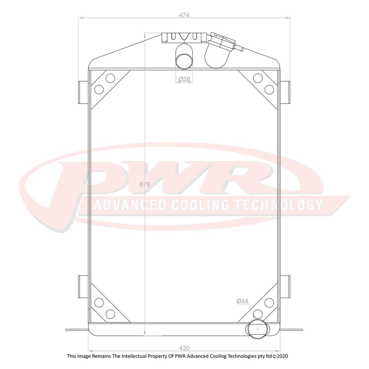 PWR 55mm Radiator - Ford Model B V8 1932