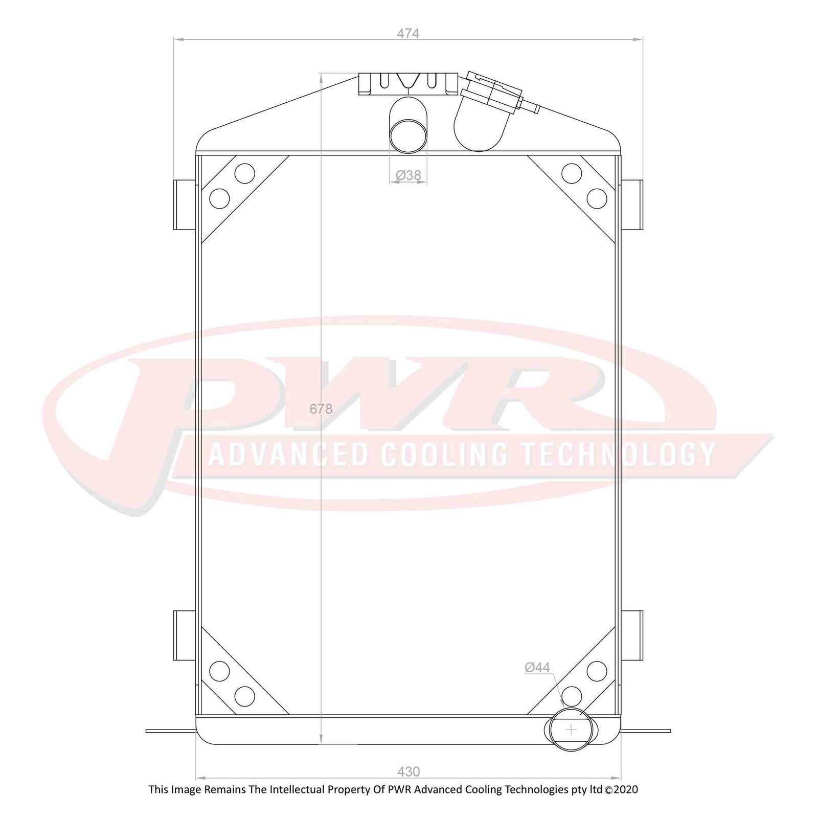 PWR 55mm Radiator - Ford Model B V8 1932