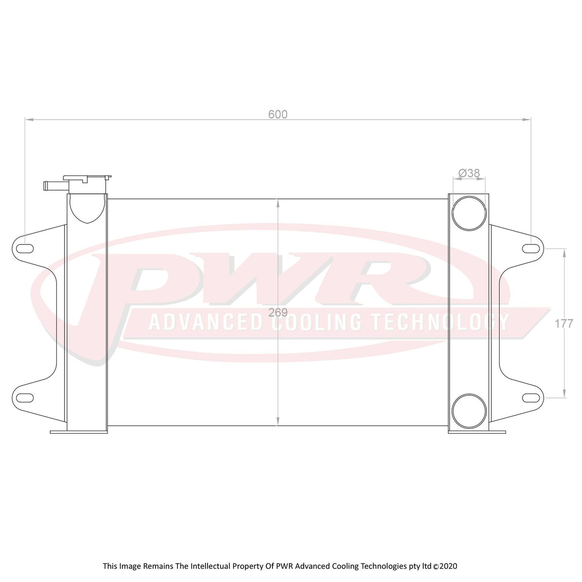 PWR 55mm Radiator - Mazda R100 10A/12A/13B Rotary 67-71