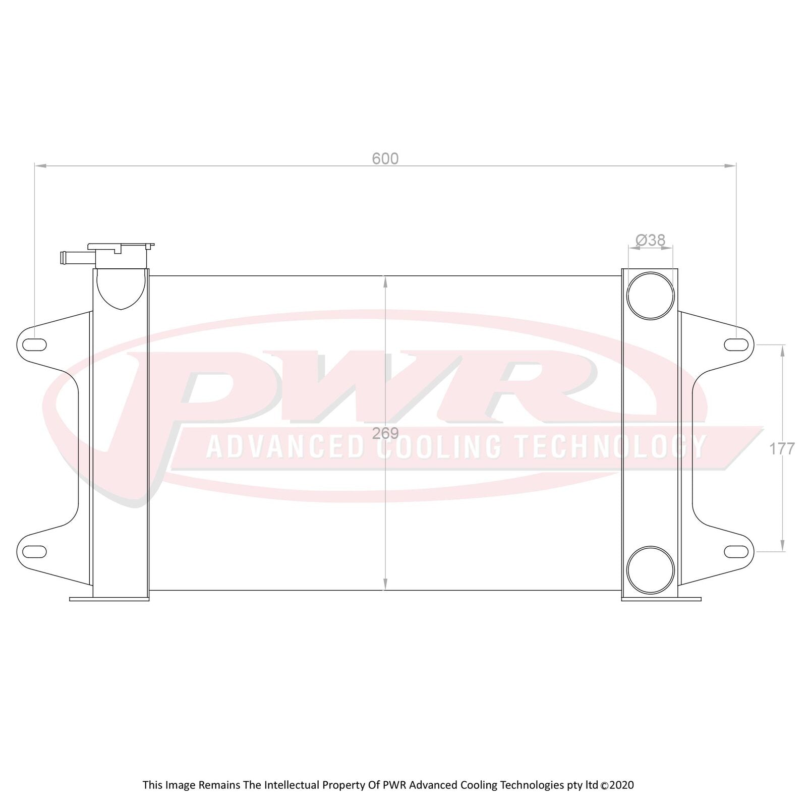 PWR 55mm Radiator - Mazda R100 10A/12A/13B Rotary 67-71