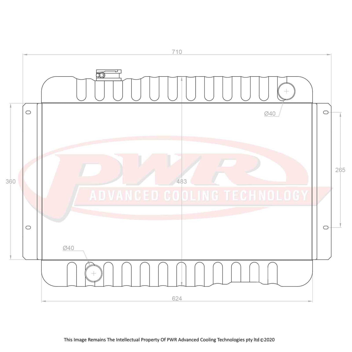PWR 55mm Radiator - Holden Torana LH Holden V8 74-78
