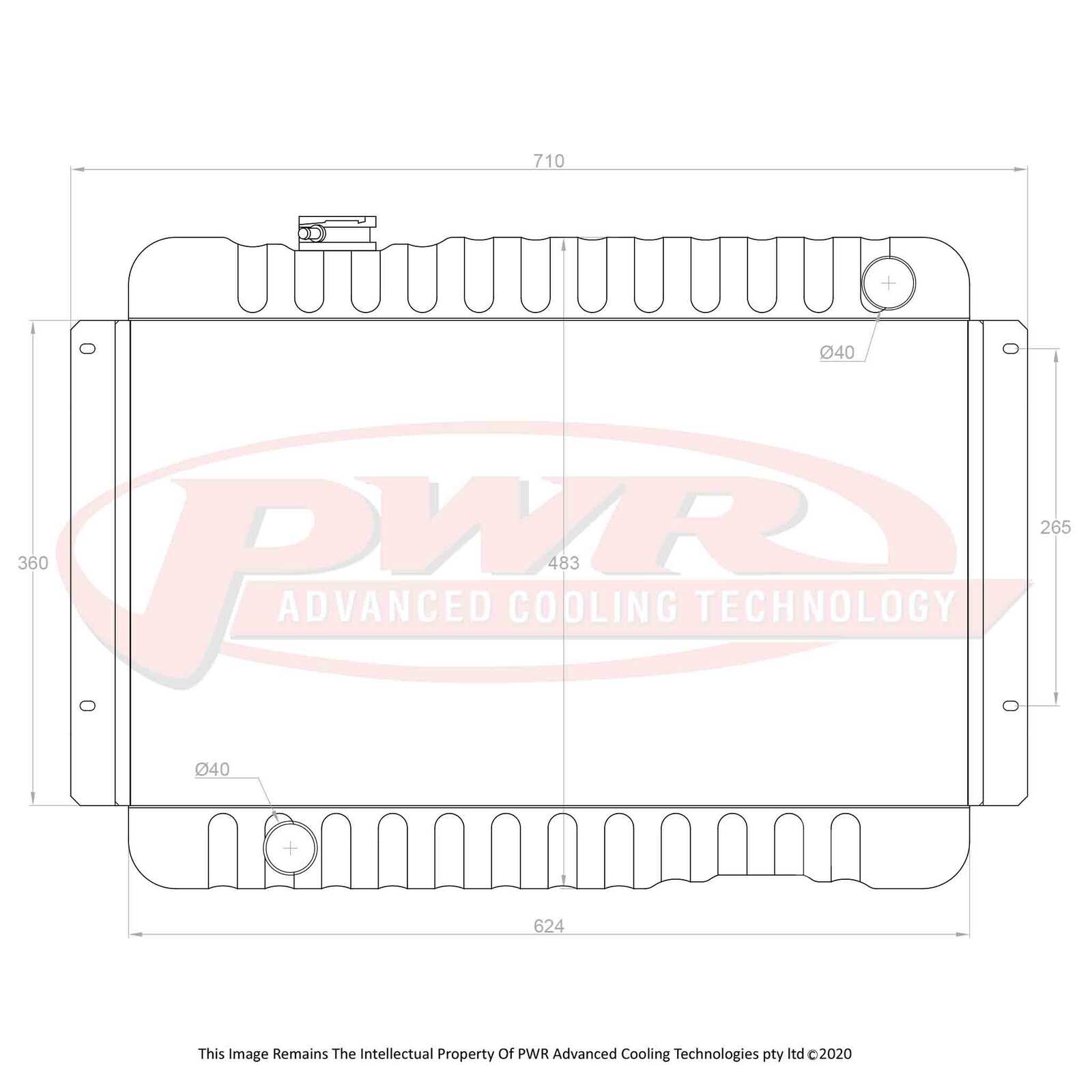 PWR 55mm Radiator - Holden Torana LH Holden V8 74-78
