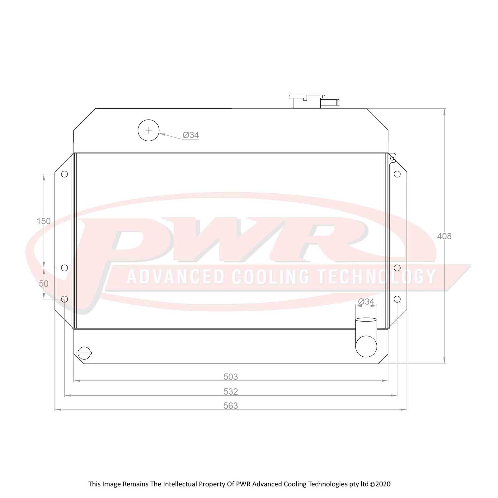 PWR 42mm Radiator - Datsun 1600 L Series 4cyl 67-73