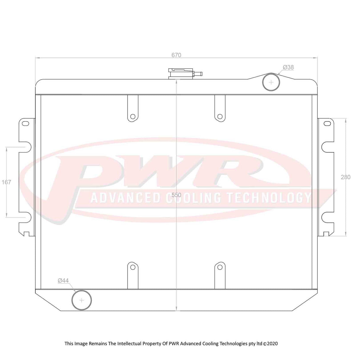 PWR 55mm Radiator - Chrysler Valiant CM 6cyl 78-81 w/ 16" SPAL Fan Mounts