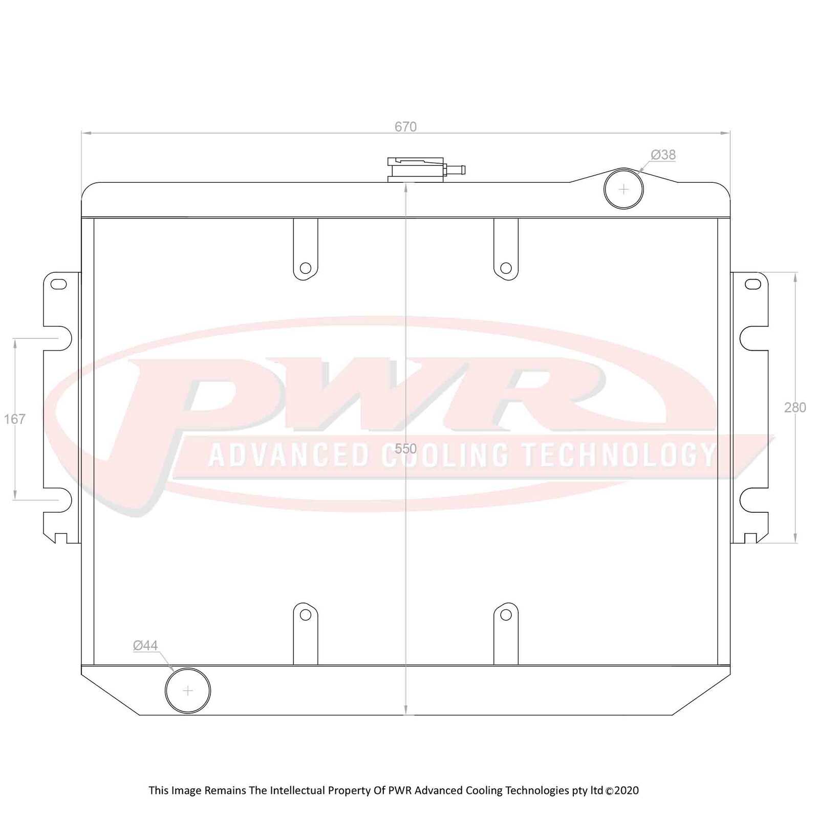 PWR 55mm Radiator - Chrysler Valiant CM 6cyl 78-81 w/ 16" SPAL Fan Mounts