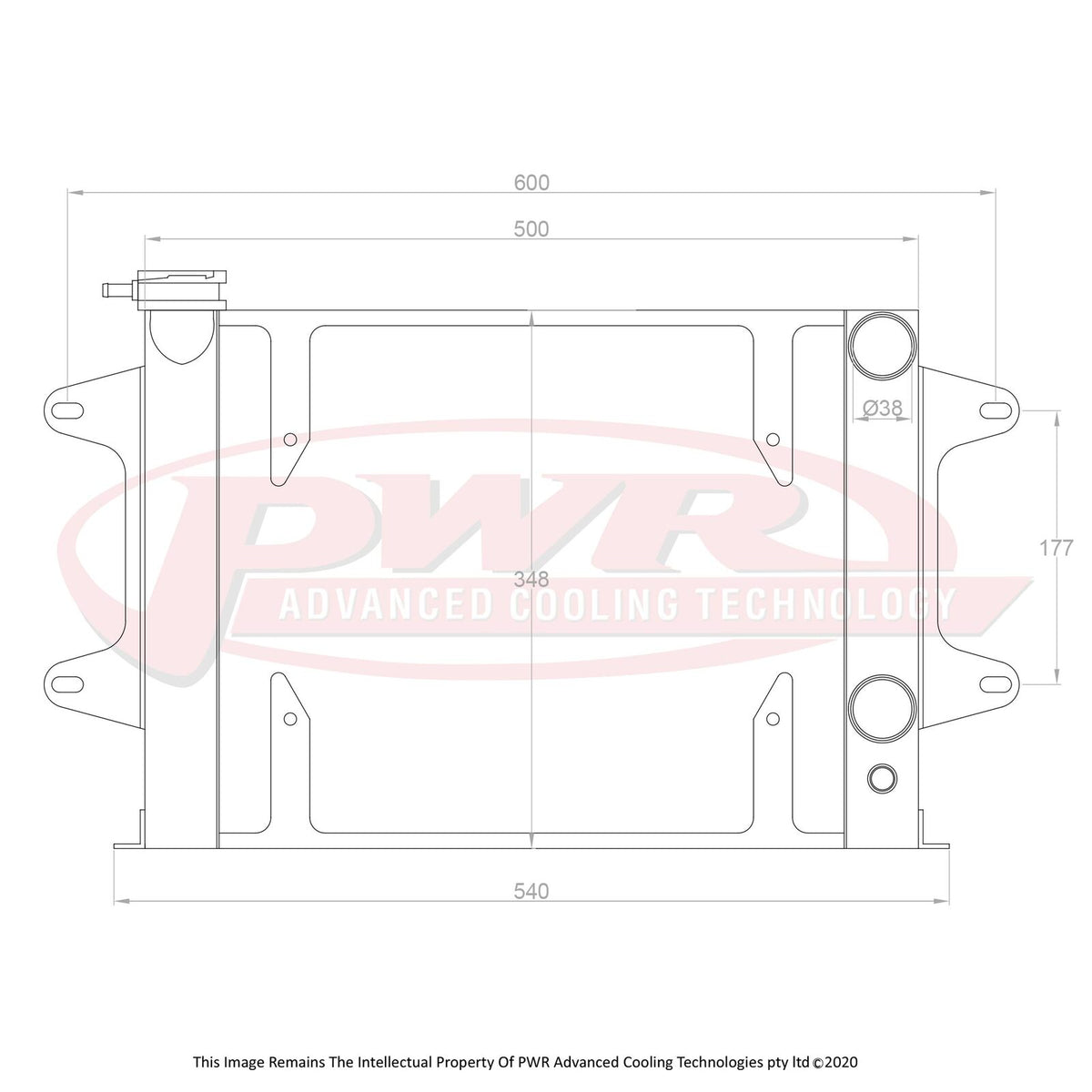 PWR 55mm Radiator - Mazda R100 10A/12A/13B Rotary 67-71 w/ 13" SPAL Fan Mounts