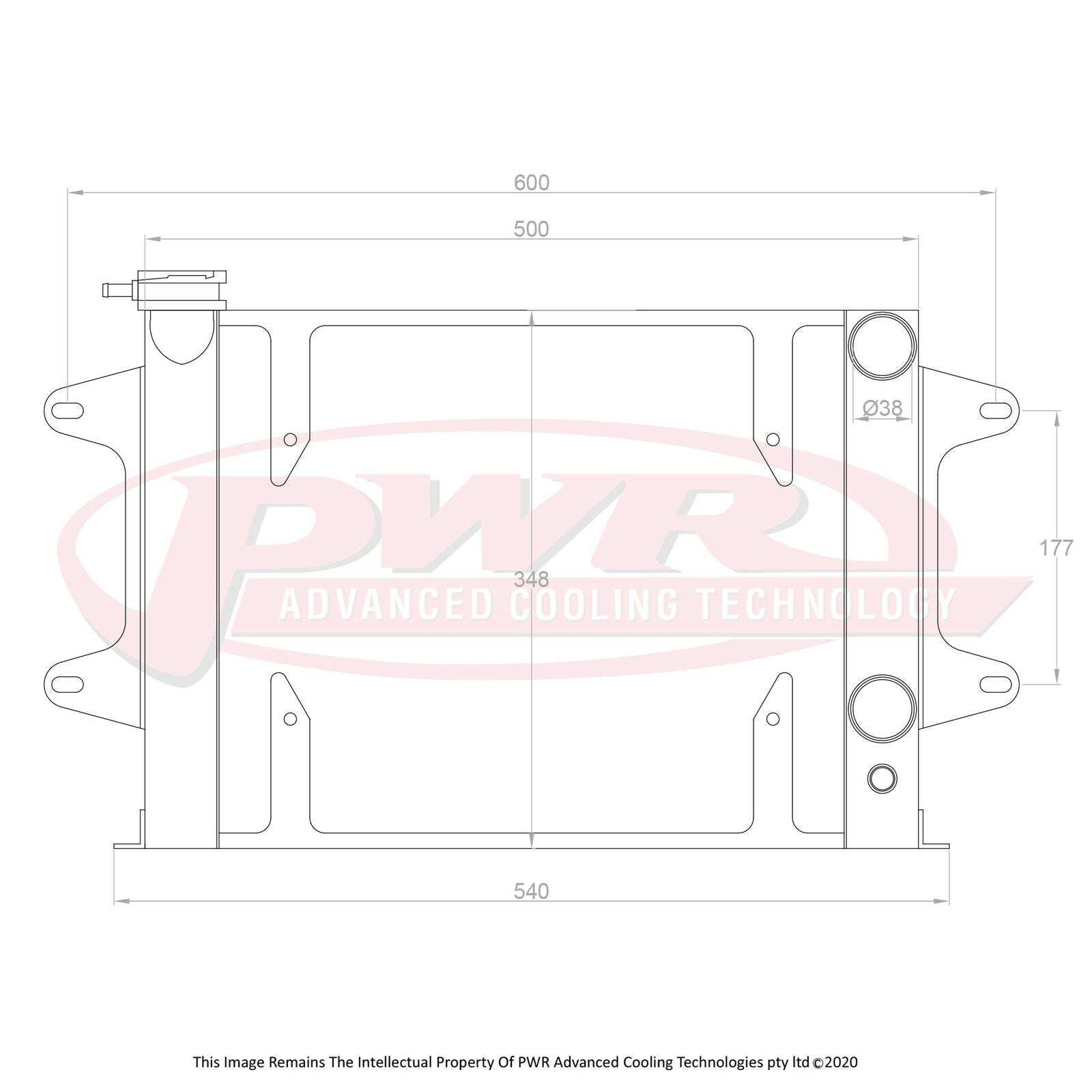 PWR 55mm Radiator - Mazda R100 10A/12A/13B Rotary 67-71 w/ 13" SPAL Fan Mounts
