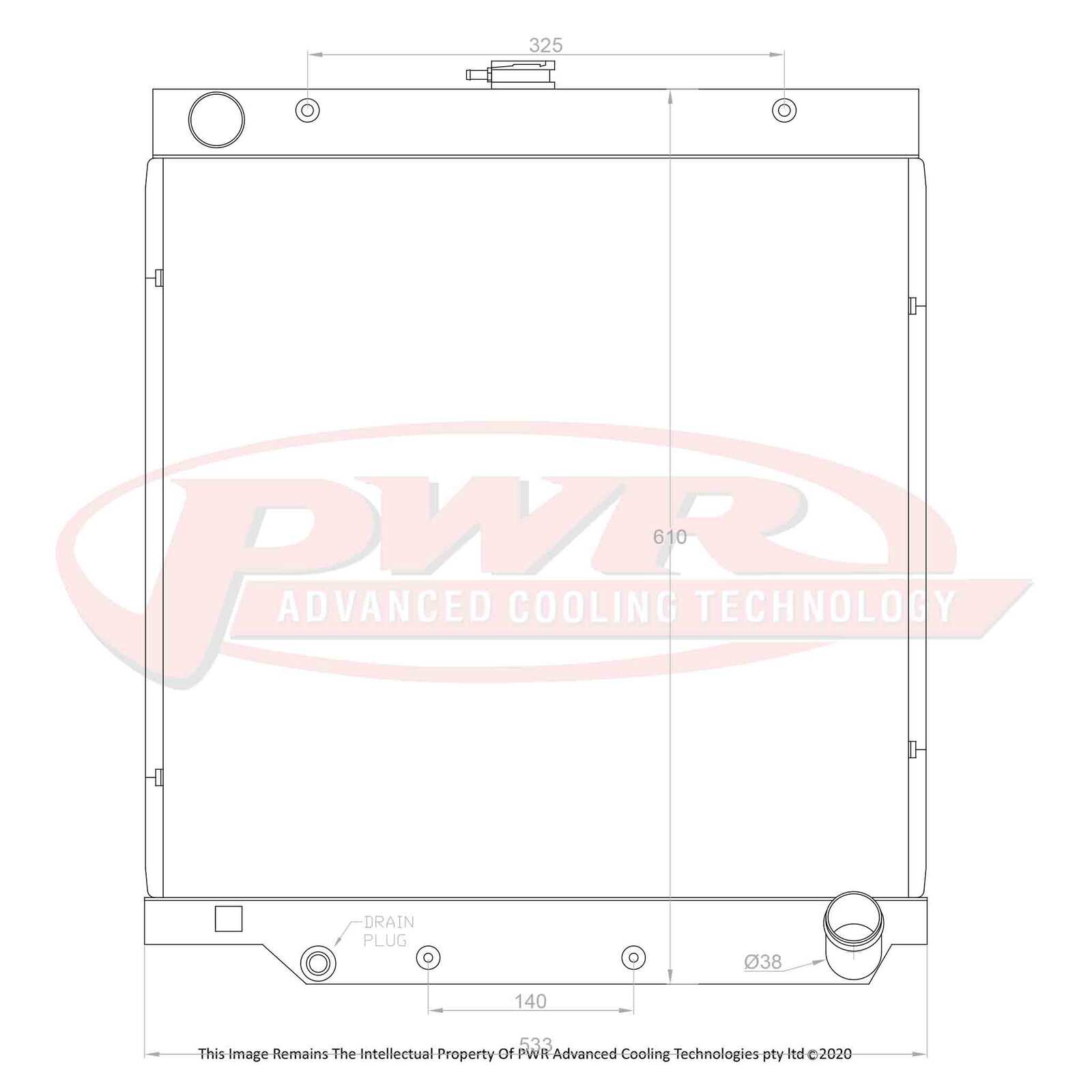 PWR 55mm Radiator - Toyota Landcruiser HZJ 70/75 Series Diesel 84-99