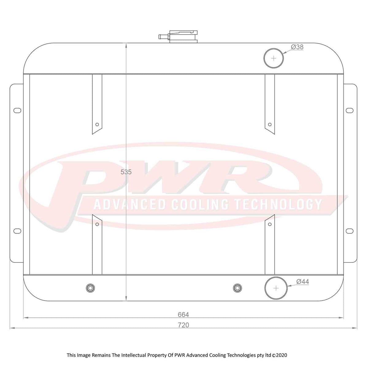 PWR 55mm Radiator - Chevrolet Belair V8 Auto 55-57 w/ 16" SPAL Fan Mounts
