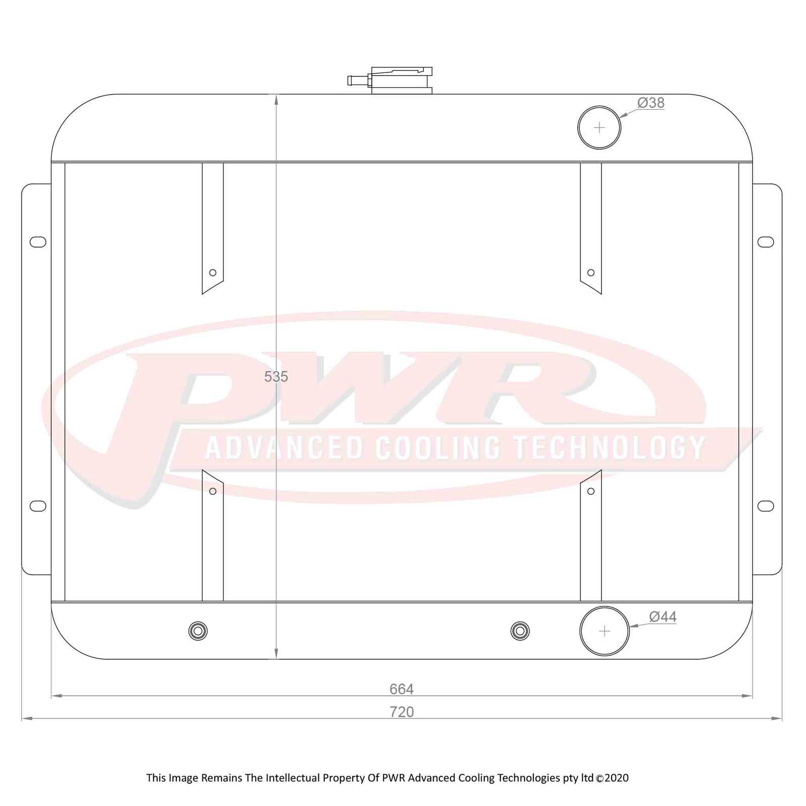 PWR 55mm Radiator - Chevrolet Belair V8 Auto 55-57 w/ 16" SPAL Fan Mounts