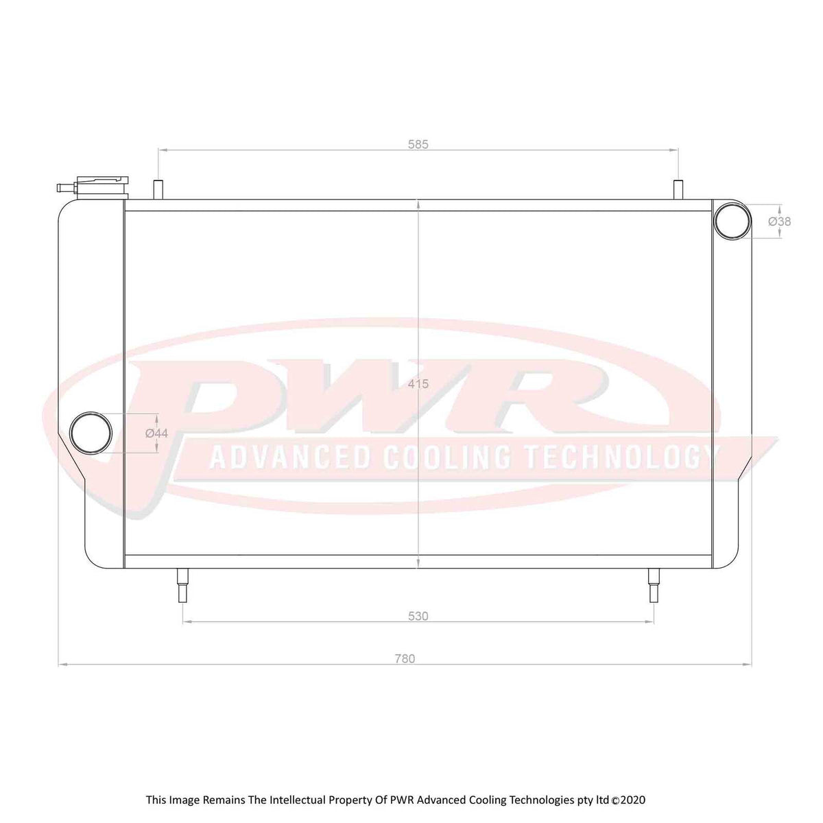 PWR 55mm Radiator - Ford Capri Cleveland V8 68-73