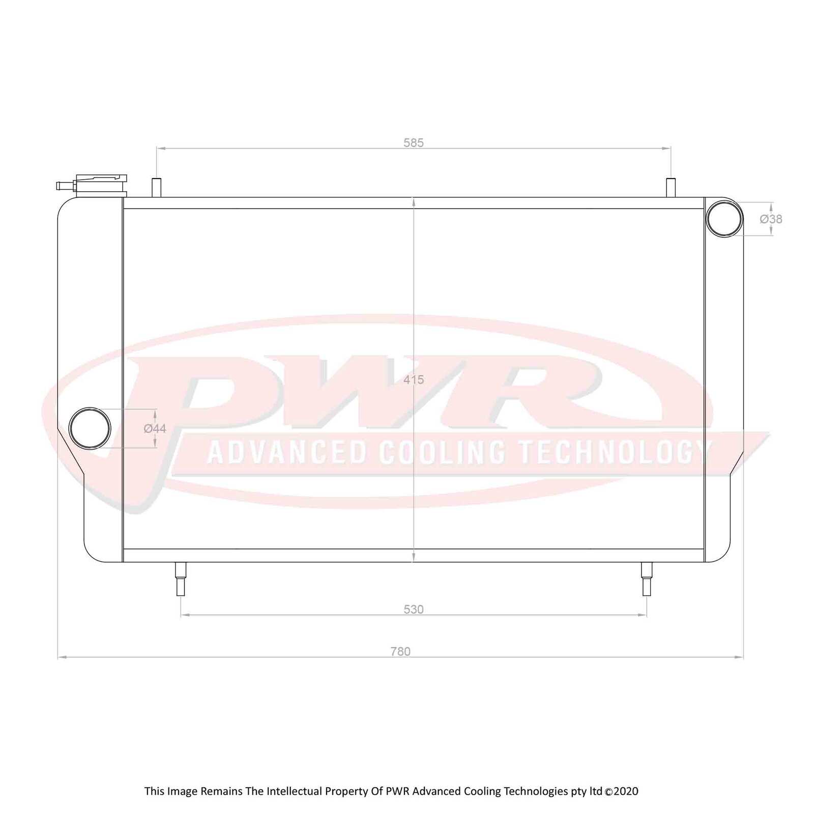 PWR 55mm Radiator - Ford Capri Cleveland V8 68-73