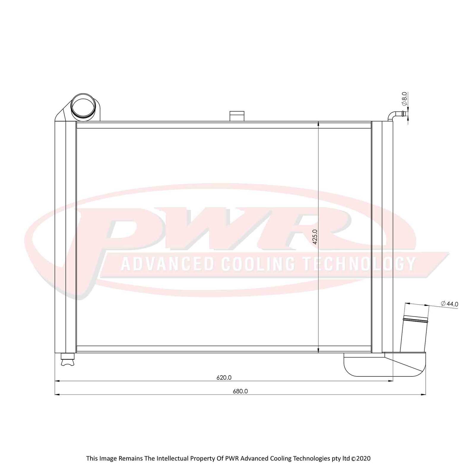 PWR 68mm Radiator - Chevrolet Corvette Stingray C2 V8 62-67